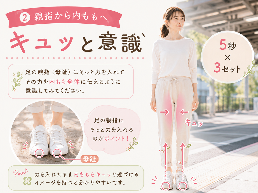 骨盤底筋と内ももを意識する簡単ながら運動｜骨盤の下を締める方法